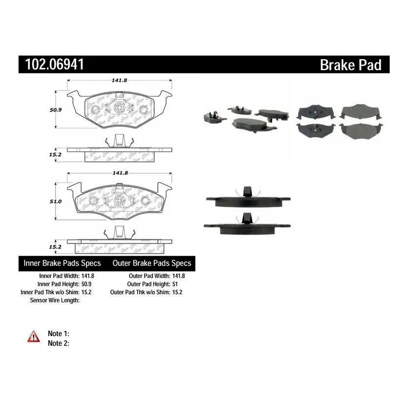 Centric 102.06941 - C-Tek Semi-Metallic Brake Pads With Shims 5 Centric 102.06941 - C-Tek Semi-Metallic Brake Pads With Shims - Image 5