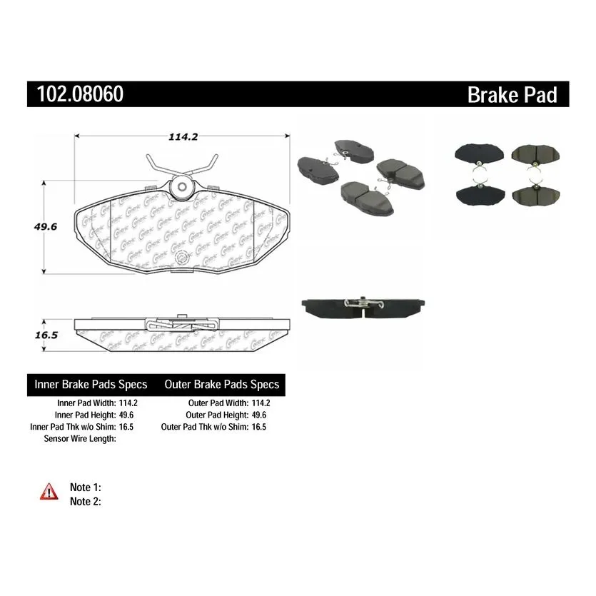 Centric 102.08060 - C-Tek Semi-Metallic Brake Pads With Shims 5 Centric 102.08060 - C-Tek Semi-Metallic Brake Pads With Shims - Image 5