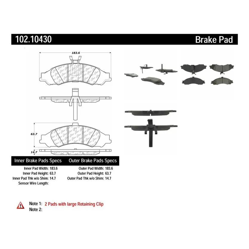 Centric 102.10430 - C-Tek Semi-Metallic Brake Pads With Shims 5 Centric 102.10430 - C-Tek Semi-Metallic Brake Pads With Shims - Image 5