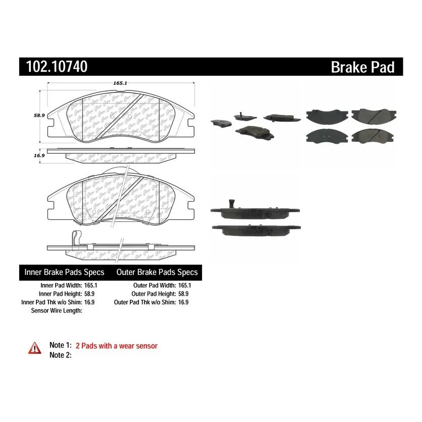 Centric 102.10740 - C-Tek Semi-Metallic Brake Pads With Shims 5 Centric 102.10740 - C-Tek Semi-Metallic Brake Pads With Shims - Image 5
