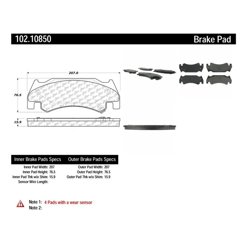 Centric 102.10850 - C-Tek Semi-Metallic Brake Pads With Shims 5 Centric 102.10850 - C-Tek Semi-Metallic Brake Pads With Shims - Image 5