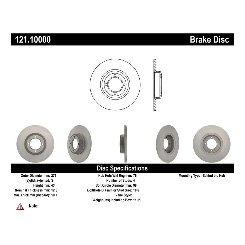 Centric 121.10000 - C-Tek Standard Brake Rotor 7 Centric 121.10000 - C-Tek Standard Brake Rotor - Image 7