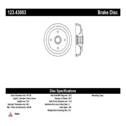 Centric 123.43003 - C-Tek Standard Brake Drum -Performance Parts shop 123.43003 catalog 4fc4