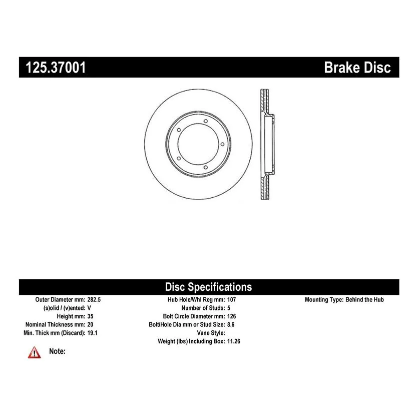 125.37001 - Centric Premium High Carbon Alloy Brake Rotor 2 125.37001 - Centric Premium High Carbon Alloy Brake Rotor - Image 2