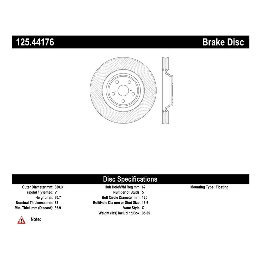 125.44176 - Centric Premium High Carbon Alloy Brake Rotor 7 125.44176 - Centric Premium High Carbon Alloy Brake Rotor - Image 7