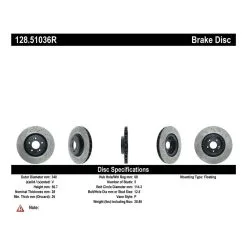 128.51036R - StopTech Sport Cross Drilled Brake Rotor; Front Right -Performance Parts shop 128.51036r catalog 5551