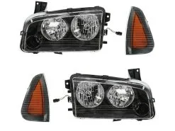 DIY Solutions - Halogen Headlight And Cornering Light Kit 4 Piece Set - 2007 - 2010 Dodge Charger (From 11/08/2006) - LHT04238