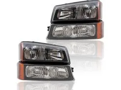 Brock - Headlight Assembly Set Of 2 - With Black Bezel - 2003 - 2006 Chevrolet Avalanche 1500 (Fits Without Body Cladding Only) - 1221-0170S