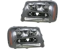 DIY Solutions - Headlight Assembly Set - 2002 - 2009 Chevrolet Trailblazer With Full Width Grille Bar - LHT03314