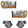 DIY Solutions - Headlight And Fog Light Kit - 4 Piece - With Chrome Bezel And Amber Bar - 2006 - 2008 Dodge Ram 1500 - LHT04197