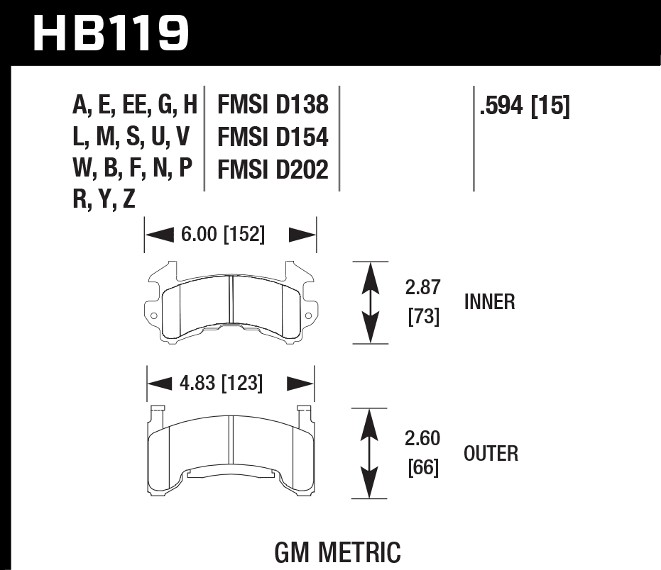 HB119Y.594 - Hawk LTS Brake Pads; Front 2 HB119Y.594 - Hawk LTS Brake Pads; Front - Image 2