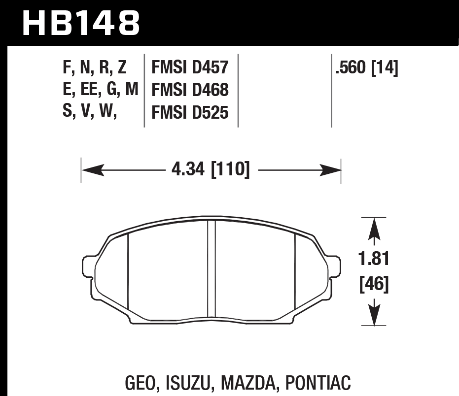 HB148S.560 - Hawk HT-10 Brake Pads; Front 2 HB148S.560 - Hawk HT-10 Brake Pads; Front - Image 2