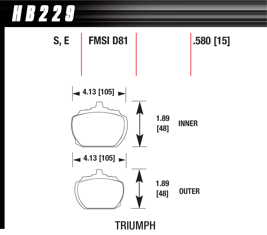 HB229D.580 - Hawk ER-1 Brake Pads; Front 2 HB229D.580 - Hawk ER-1 Brake Pads; Front - Image 2