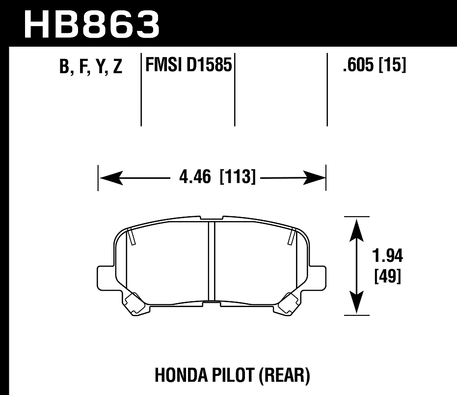 HB863Y.605 - Hawk LTS Brake Pads; Rear 2 HB863Y.605 - Hawk LTS Brake Pads; Rear - Image 2